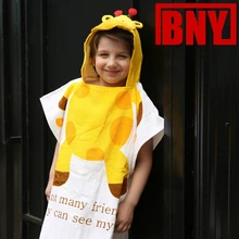 Цельный халат с жирафом для мальчиков и девочек, Пляжная шаль, мультяшная модель животных пляжное полотенце-парео, 60 см x 120 см, для детей 2-7 лет, зеленый