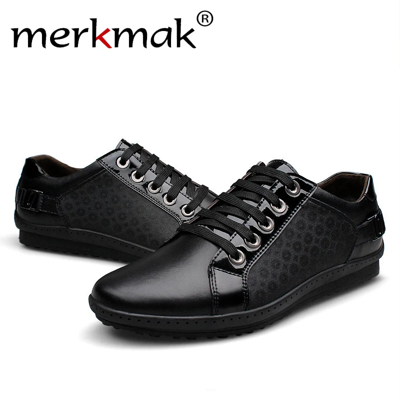 Merkmak/Новинка; брендовая Корейская повседневная мужская обувь из натуральной кожи на шнуровке; модные мужские кроссовки; Осенняя обувь из кожи; большие размеры 37-44