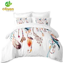 Colorful Feather Print Bedding Set Bohemia Dream Catcher Duvet Cover Set King Queen Bed Cover Pillowcase Tribal Bed Set D35 Colorful Feather Print Bedding Set Bohemia Dream Catcher Duvet Cover Set King Queen Bed Cover Pillowcase Tribal Bed Set D35