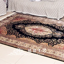 6'x9' традиционный роскошный черный персидский коврик ручной работы Королевский ручной работы шелковый ковер