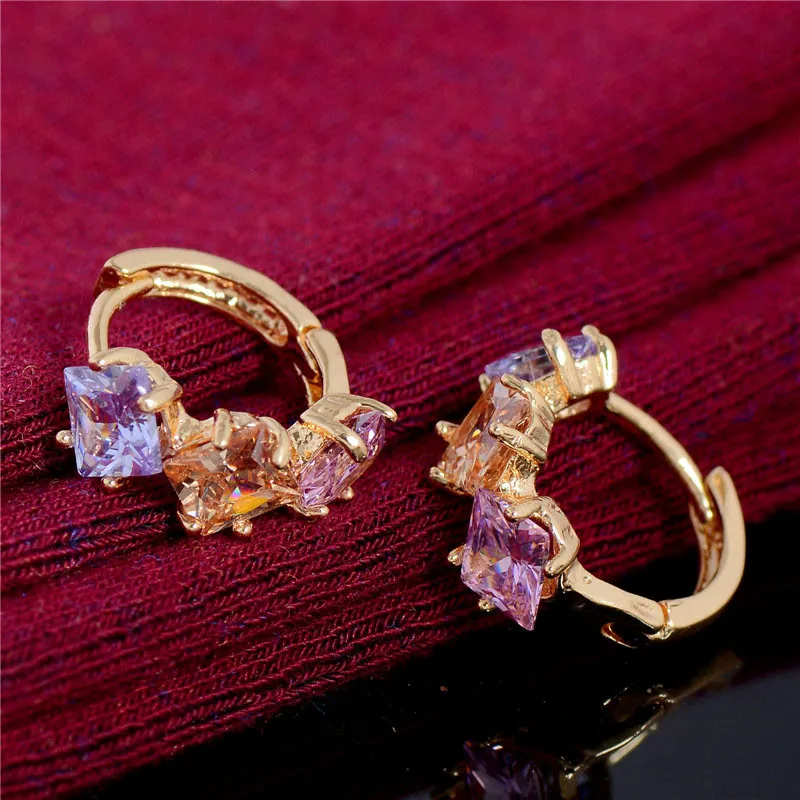 QCOOLJLY, золотой цвет, элегантные серьги-кольца для женщин, ювелирное изделие, новая мода, Квадратные CZ кубические циркония, сережки с кристаллами Brincos