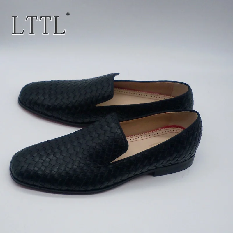 Туфли LTTL мужские кожаные клетчатые лоферы без застежки классические