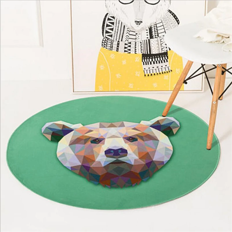 Новые нордические животные модные круглые ковры для гостиной Детская спальня коврики для чистки ковров, для дома пол двери коврики мягкие области коврик