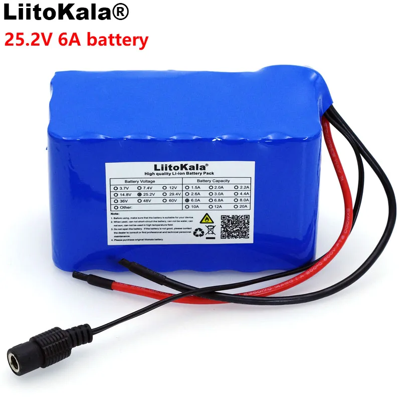 LiitoK 24V 6Ah 6S3P 18650 Аккумулятор 6000mAh Электрический велосипед мопед/Электрический/литий-ионный аккумулятор с 25,2 v BMS защитой