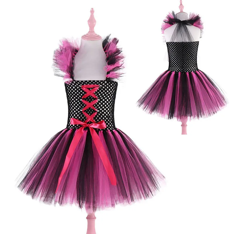 

Girl Tutu Dress Vampire Witch Tulle Dress Girls Stage Performance Masquerade Party Cosplay Costume Wear 2T-9T