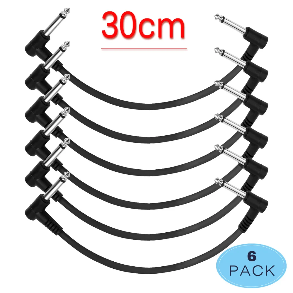 Доннер 3, 6 штук в партии, гитарная педаль патч аудио кабель 15/30 см правый угол Plug гитарные педали эффектов Соединительный кабель провод шнур аксессуары - Цвет: 6Pcs-30cm