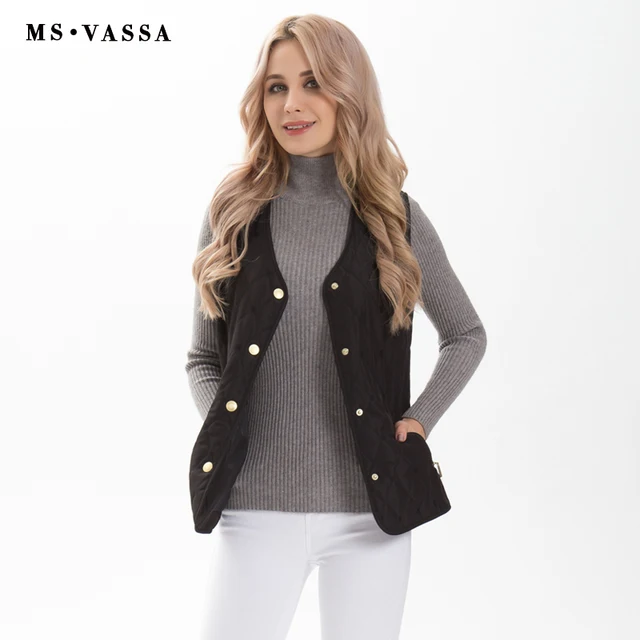 MS VASSA Women vest fashion Spring Female waistcoat padded sleeveless jacket lady casual brand outerwear plus size 5XL 7XL 1