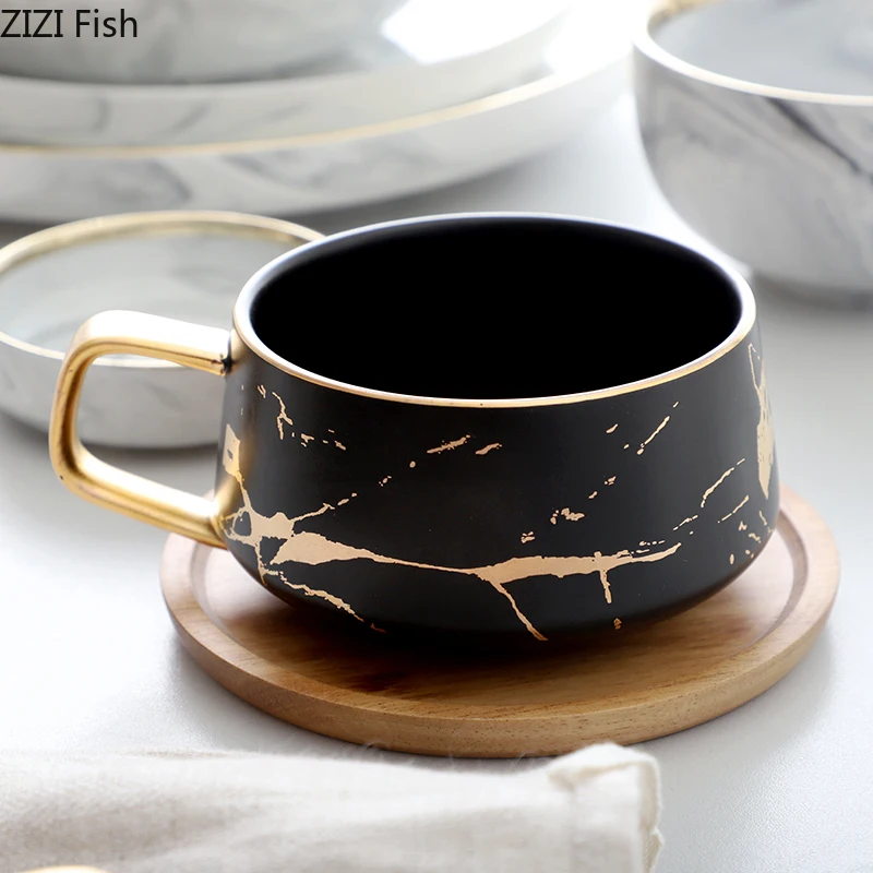 Керамическая кофейная чашка в скандинавском стиле креативная винтажная чашка кафе бар имитация мрамора чашка для завтрака