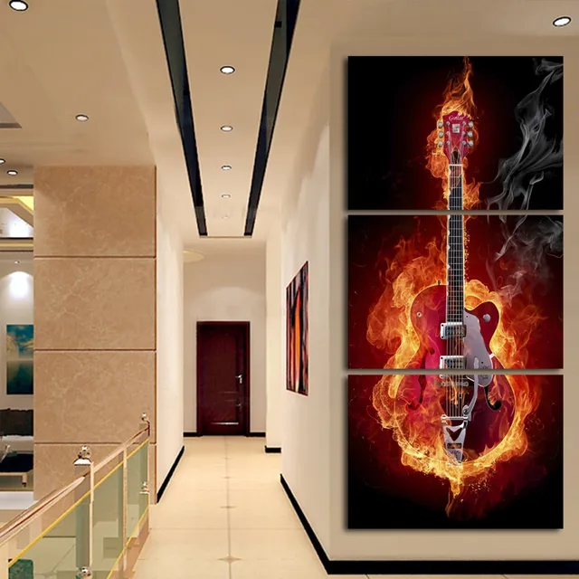Painting A Hallway aliexpress : buy 3 piece abstract flaming guitar music band Painting A Hallway aliexpress : buy 3 piece abstract flaming guitar music band
