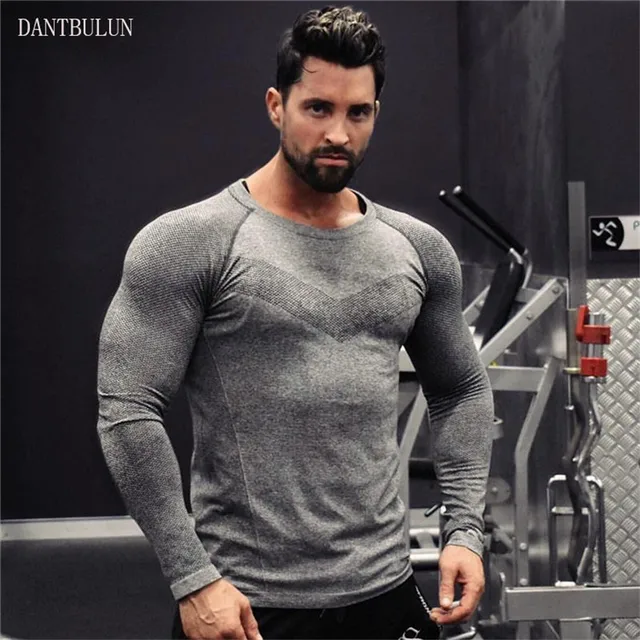 2017 New Men's T shirt Muscular Men Compression Tops Homme Bodybuilding Fitness T shirts with