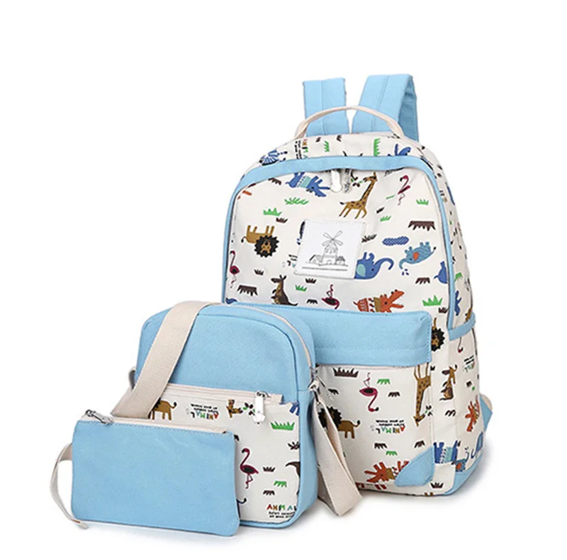 

2017 New 3pcs Fresh Canvas Backpack Women Backpack Girl Student Book Bag School Bag for Teenagers JLY030