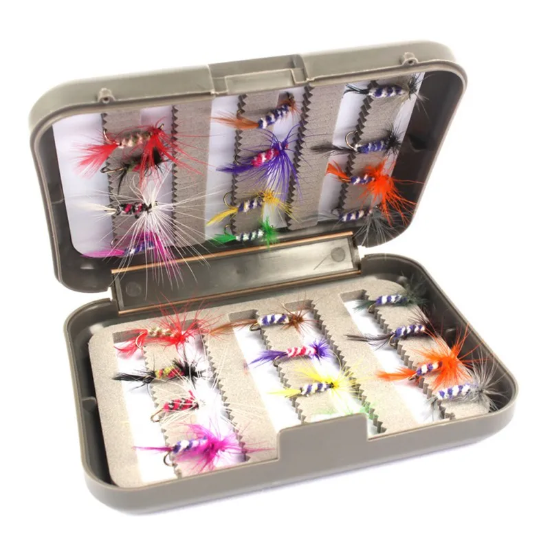 24 PCS Fake Fihing Bait Bionic Fly Hook Dry Squid Salmon Hooks Fishing Insects And Feathers | Спорт и развлечения