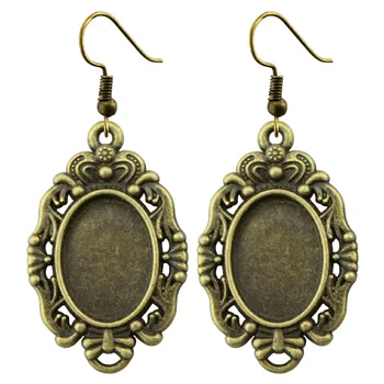 

5pairs 10x14mm Oval Vintage Style Cameo Setting Cabochon Earring Hooks Earring Cabochon Setting Jewelry Findings