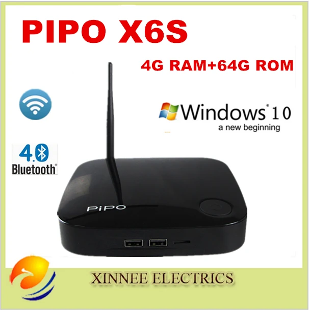  Pipo X6s Mini PC TV Box Windows 10 OS Intel Cherry Trail-Z8300  Media Player 4G RAM 64G ROM Wifi Bluetooth 4.0 Smart TV Box 