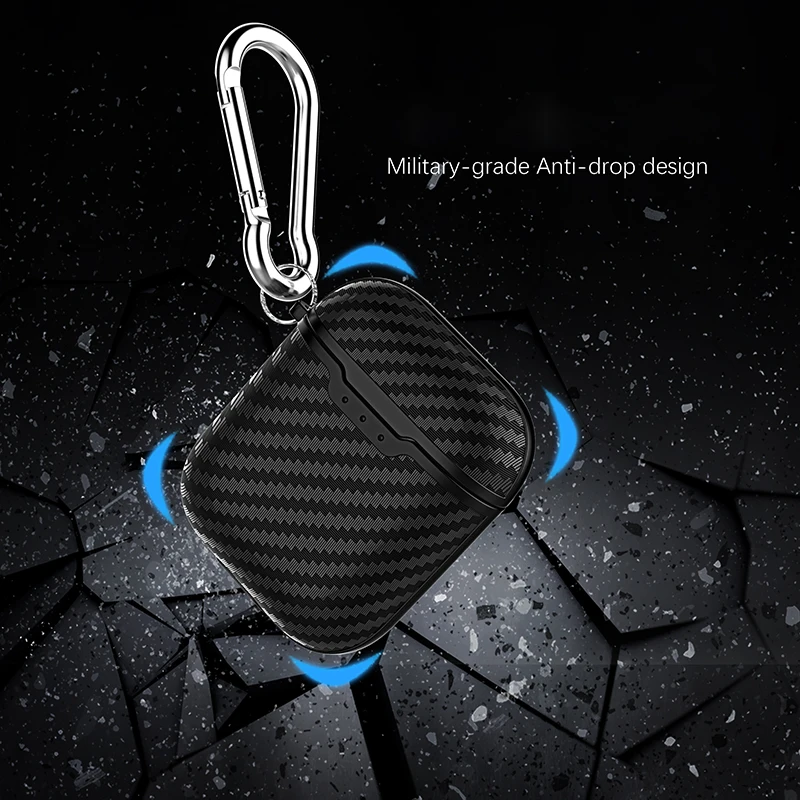 Carbon Fiber Fashion Earphone Case for Airpods 1 2 Case Business Soft Full Protective Case for Airpods 2 Cover Soft Case Cover