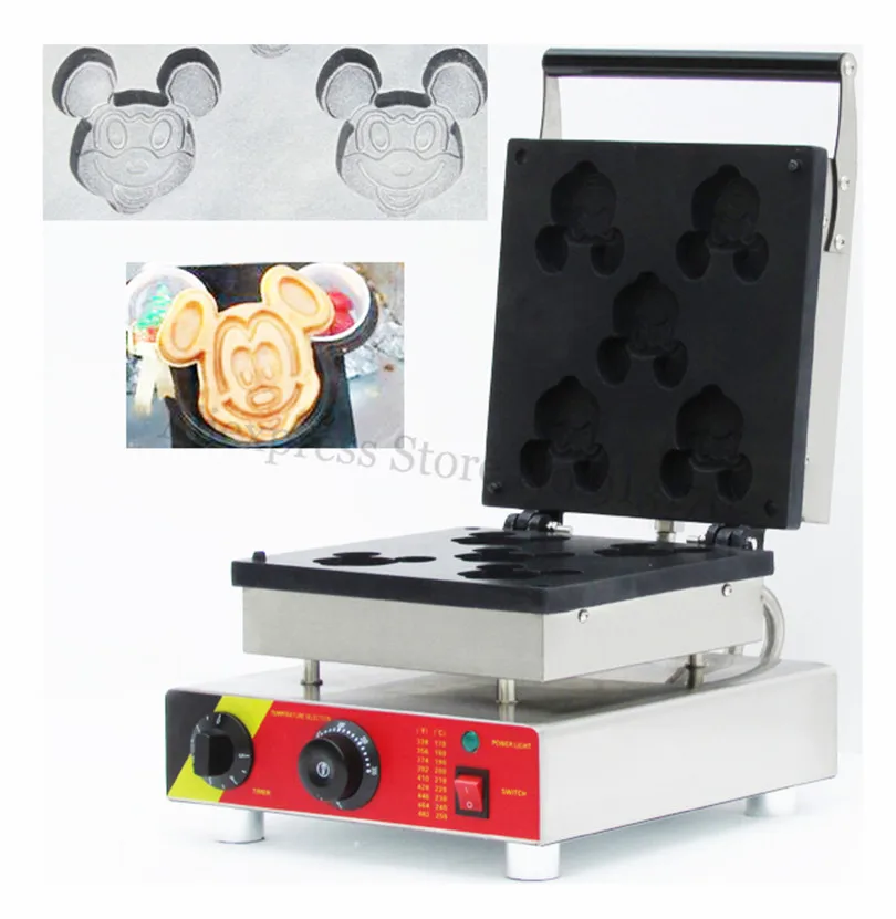 Electric Mickey Waffle Machine Baker Maker Non-Stick Cooking Surface Snack Device Breakfast 220V 110V | Бытовая техника