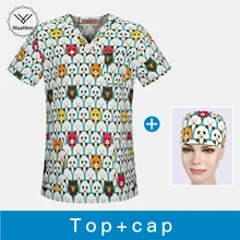 Ветеринарная рабочая одежда с принтом, хирургический халат, медицинский профессиональный набор униформы для домашних животных, больница, доктор, униформа медсестры, лабораторное пальто, Топ