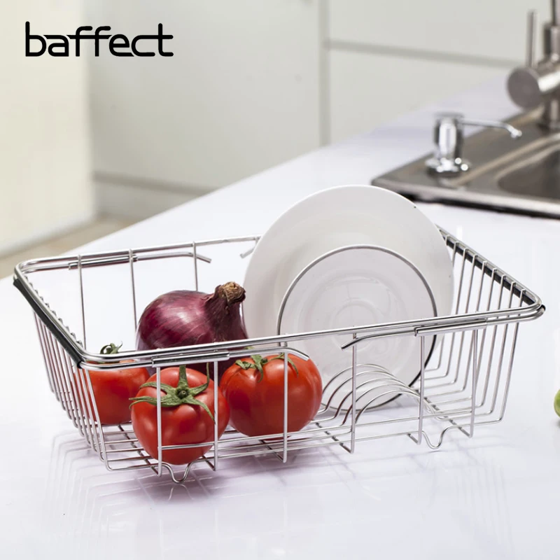 

Stainless Steel Kitchen Tray Dish Drainer Drying Rack Sink Holder Basket Vegetable Fruit Holder Dish Rack Kitchen Organizer