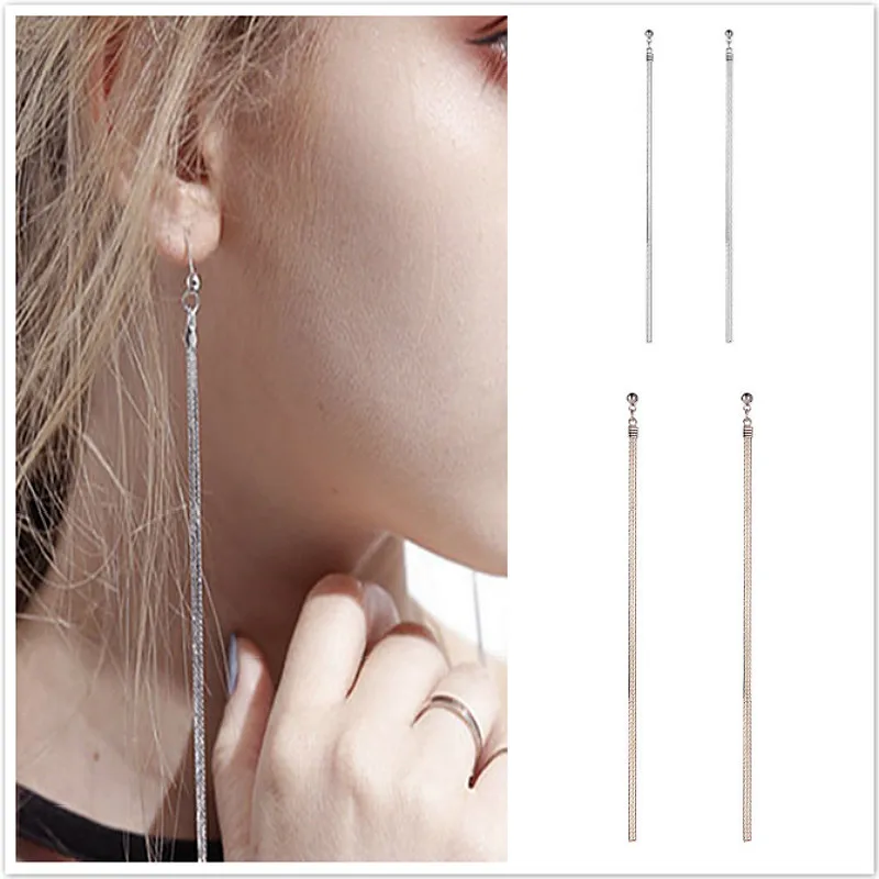 

Fashion Silver Plated Gem Stone Rhinestone Long Stud Earrings For Women Bijoux