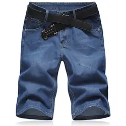 Более Размеры D 2018 новые модные летние джинсы Для мужчин одноцветное свободные прямые по колено джинсовые короткие большой человек синий