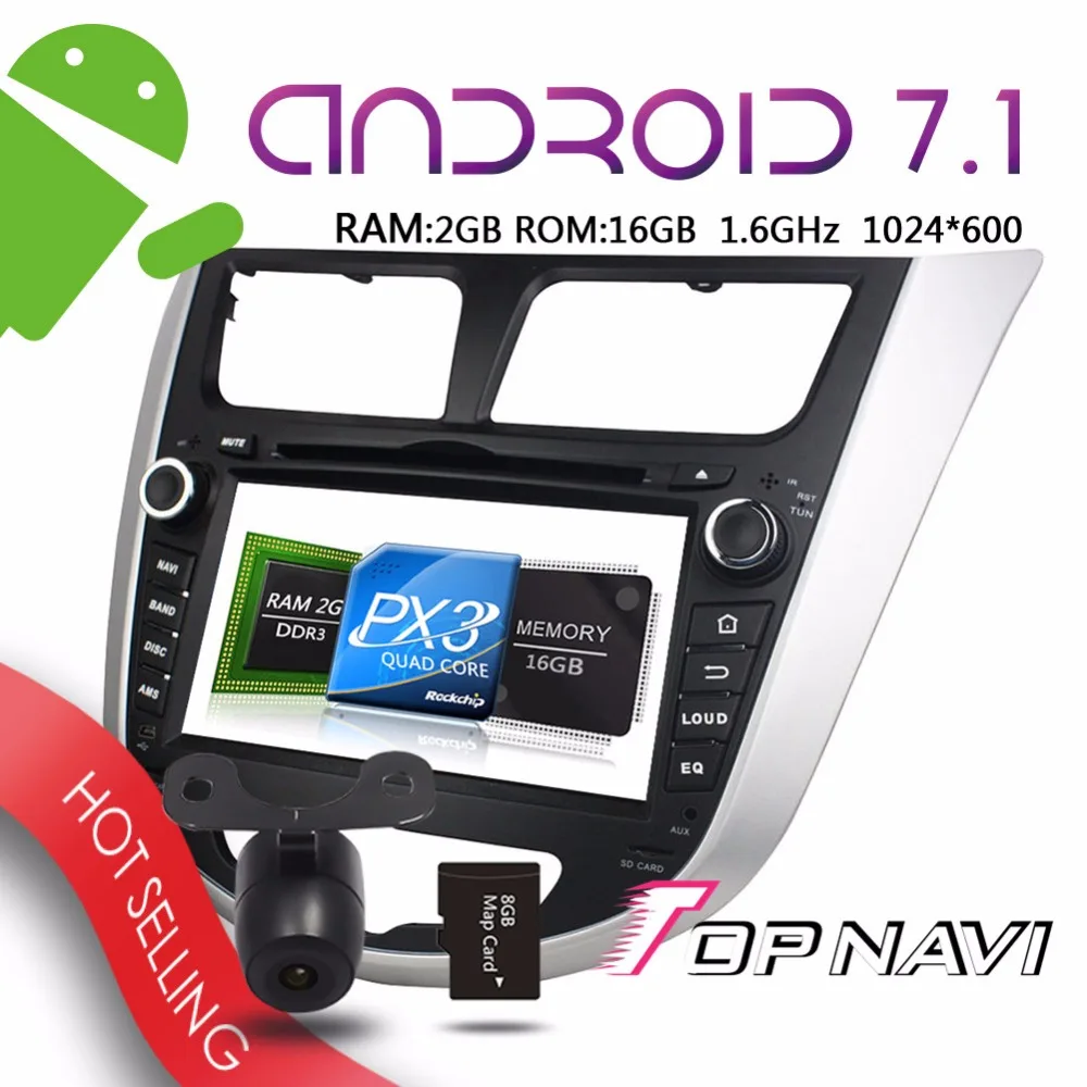 Topnavi 7'' Android 7.1 Car GPS Navigation for Hyundai Verna Accent