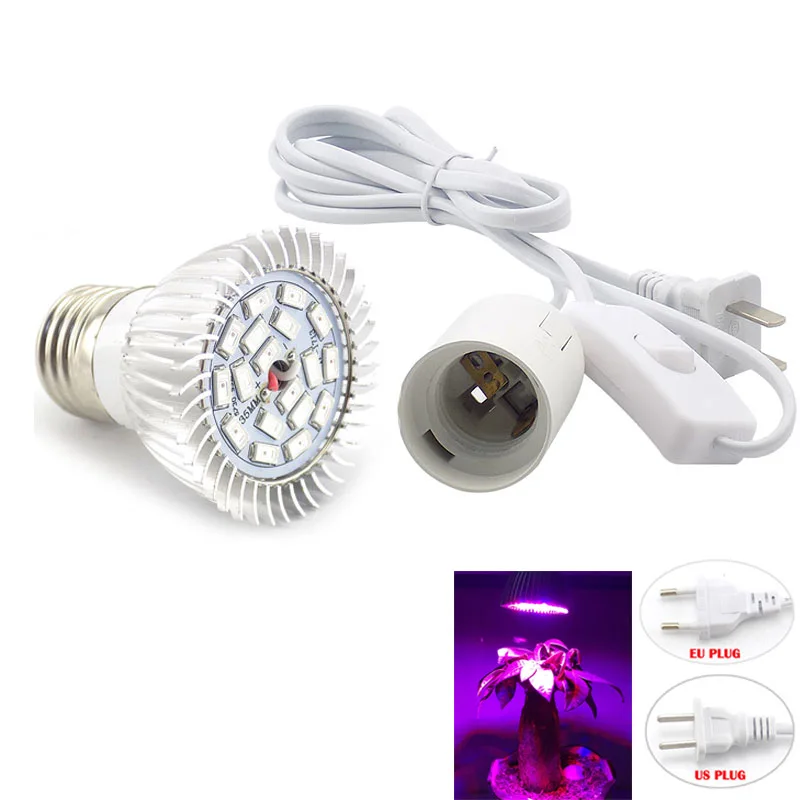 18 Leds Plant Grow Light With 1.65m Ac Power Cable For Indoor Flower
