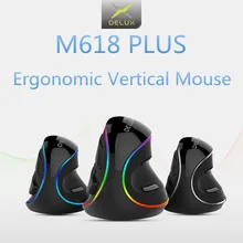 Delux m618 mais vertical mouse gaming com fio ergonomia ratos sem fio 6 botões 4000 dpi óptico mão direita para computador portátil