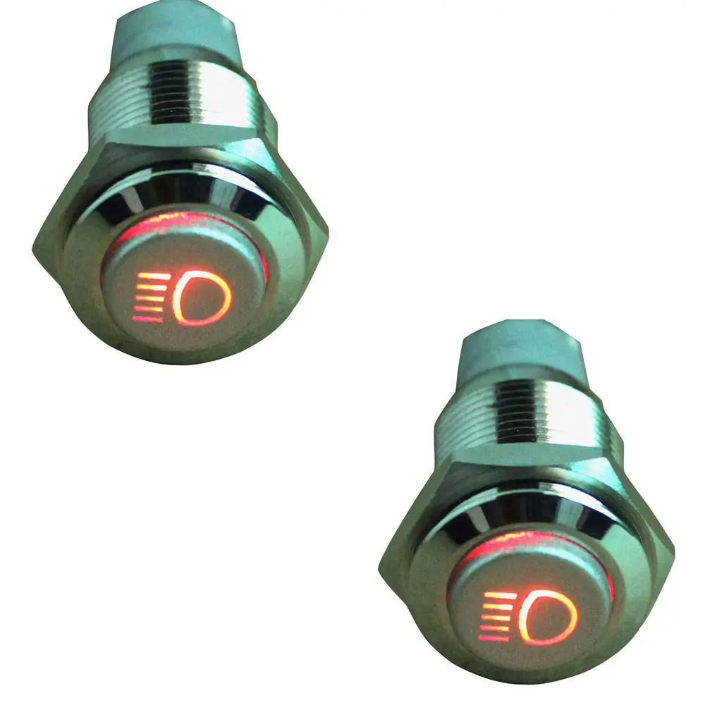 

EE support 2 Pcs 16mm Driving Lights Push Button ON/OFF Switch Fogs Red Light Switch LED's Head Car Styling XY01