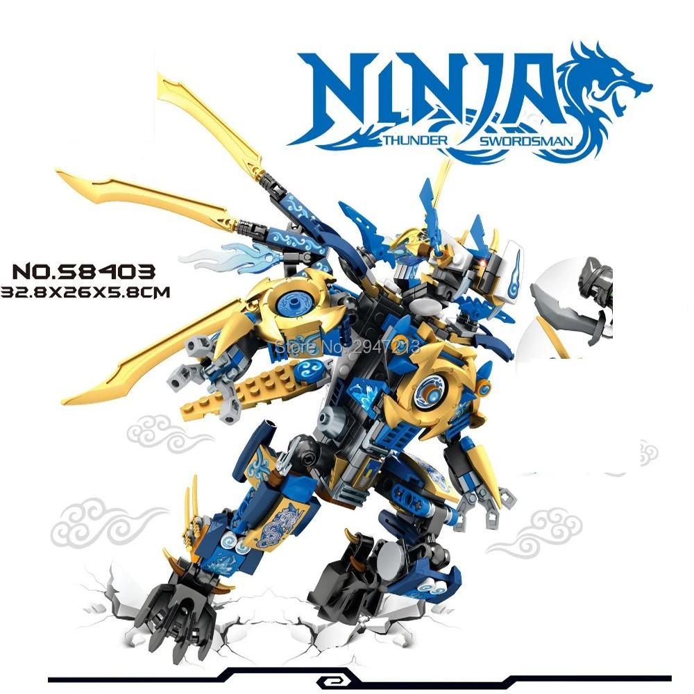 

2017 hot compatible LegoINGlys NinjagoINGlys Building blocks Blue spirit flame Dragon Mech with ninja figures weapons brick toys