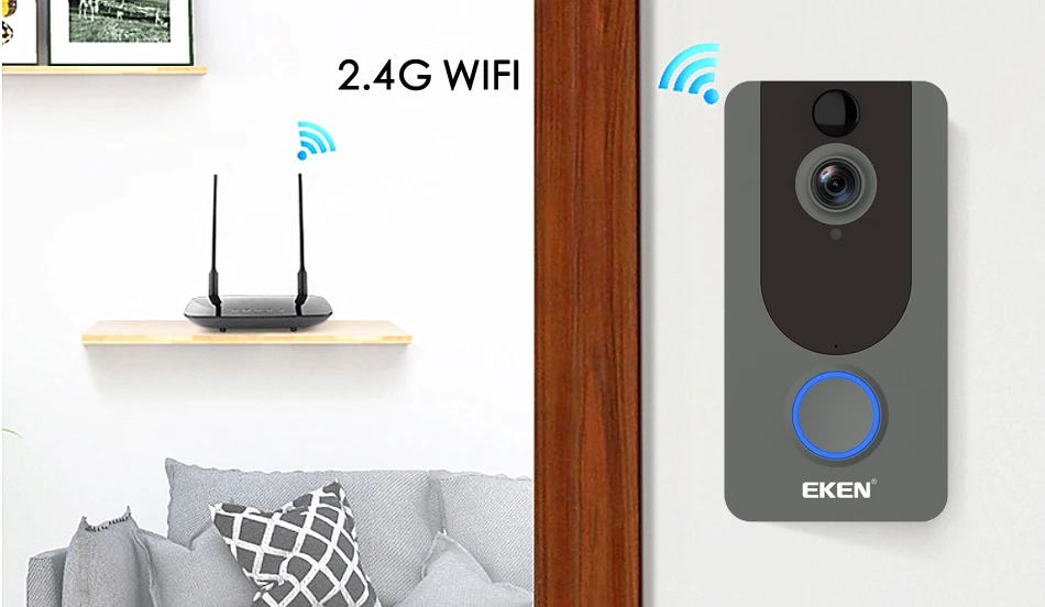 Eken V7 1080P смарт WiFi видео дверной звонок камера визуальный домофон с колокольчиком IP дверной звонок беспроводная домашняя камера безопасности