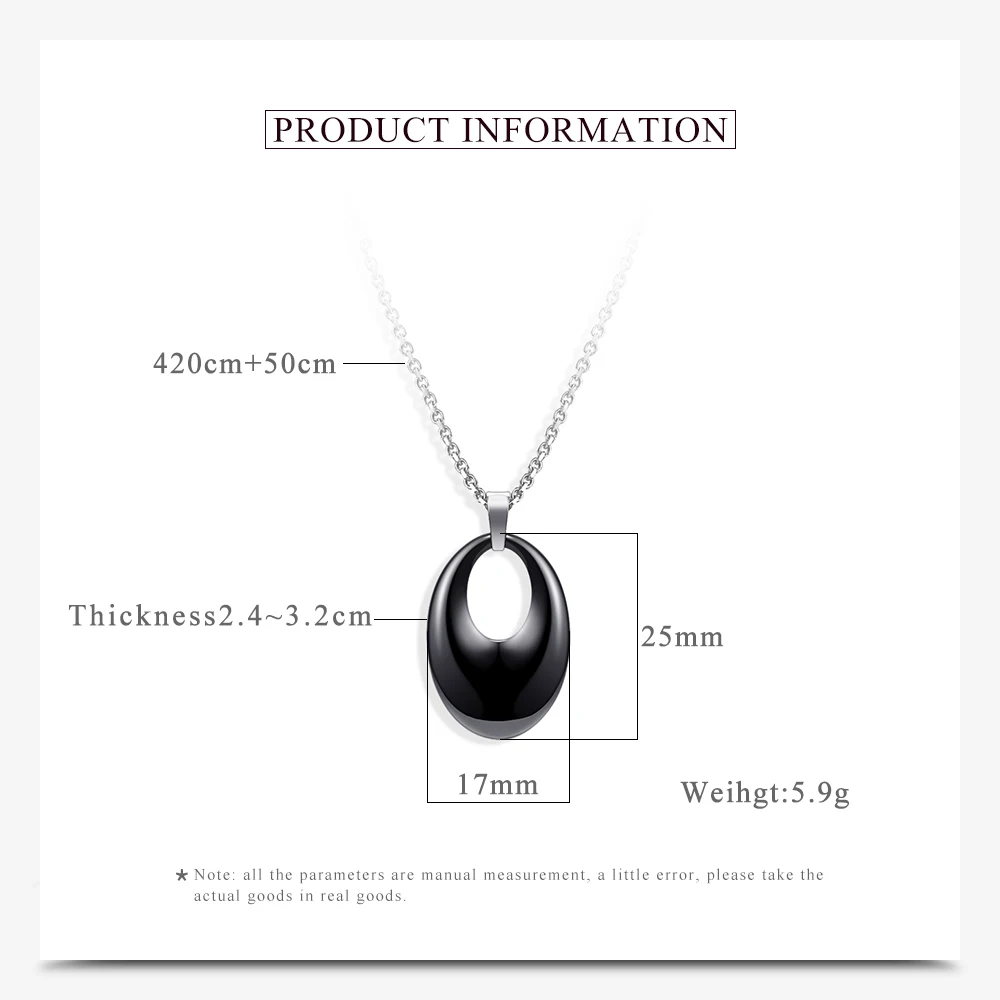 Простой дизайн, керамическое ожерелье с подвеской, белое Черное круглое ожерелье с подвеской, цепочка из нержавеющей стали для женщин