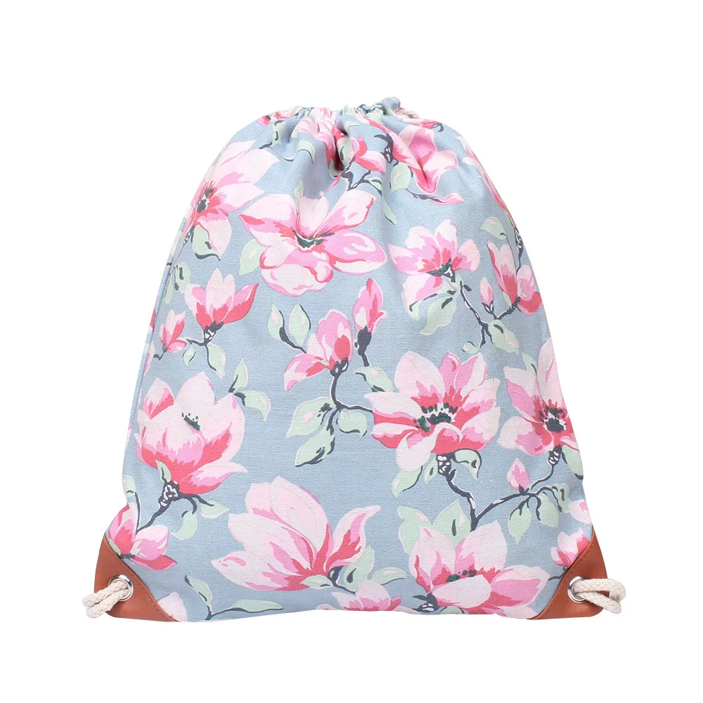 

Sleeper #501 2018 Fashion Women Canvas Printing High Capacity Bucket Bag Drawstring Bag Pouch flower parttern gift Free Shipping