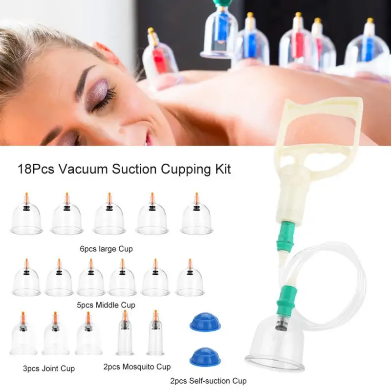 18Pcs Vacuum Suction Body Cupping Cans Kits Body Acupuncture Massager