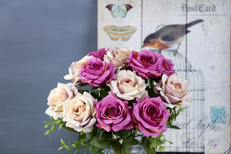 roses artificial flower bouquet wedding home decor (32)