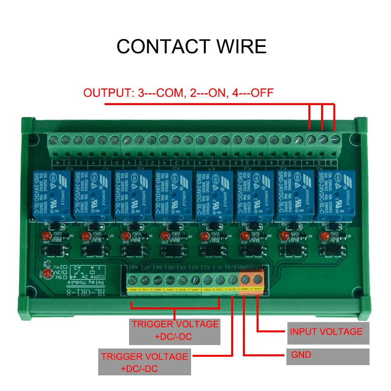 8-канальный триггер Напряжение релейный модуль с plc разъемом действительно модульный оптрон релейный модуль C креплением на рейке DIN. PLC контроля холодильного агрегата