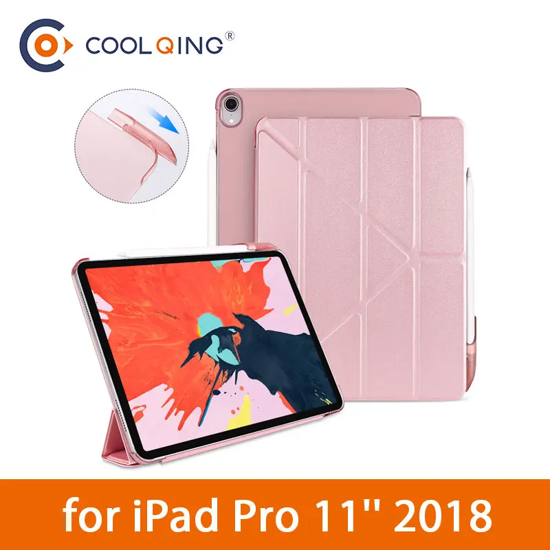 

Multi-folded Tablets Case For iPad Pro 11 2018 Smart Wake Sleep Case With Removable Pencil Slot Protective Cover For iPad Pro 11
