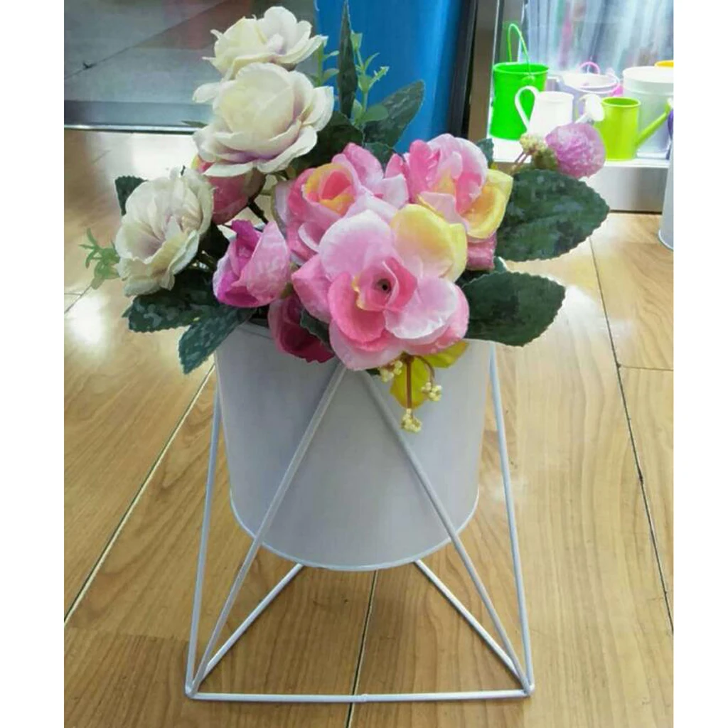 Metal Shelf Vase Desktop Flowers Pots Succulent Plants Flower Vase Office Home Table Supplies