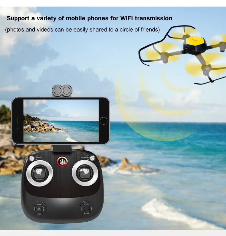 Удивительные huajun w606-6 Quadcopter с Wi-Fi HD Камера высота Удержание headless режим Дистанционное управление самолета Игрушечные лошадки VS SYMA h8c Дрон