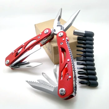 

360g Red Multi Tools Folding Pliers Fishing Camping Survival EDC Scissors Screwdriver Bits Gear Multitool Pocket Knife Plier