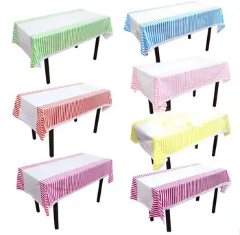 

Colorful Stripe Plastic Table Cloth Kids Birthday Party Decoration Baby Shower Supplies Disposable Tablecloth