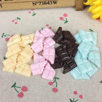 

20Pieces Mixed Color Flat Back Resin Cabochon Artificial Miniature Fake Food Chocolate Flat Back DIY Decorative Craft:15*20mm