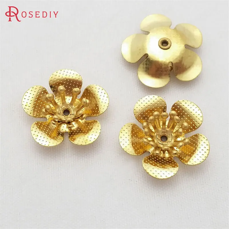 

(29475)20PCS 18MM,height 5MM Not plated color Brass 3D Plum Flower Diy Jewelry Findings Accessories Wholesale