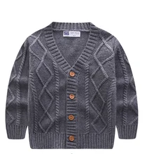 Мода, Детский свитер с v-образным вырезом на зиму, теплые детские свитера для мальчиков и девочек, Свитера с пуговицами, одежда, джемпер