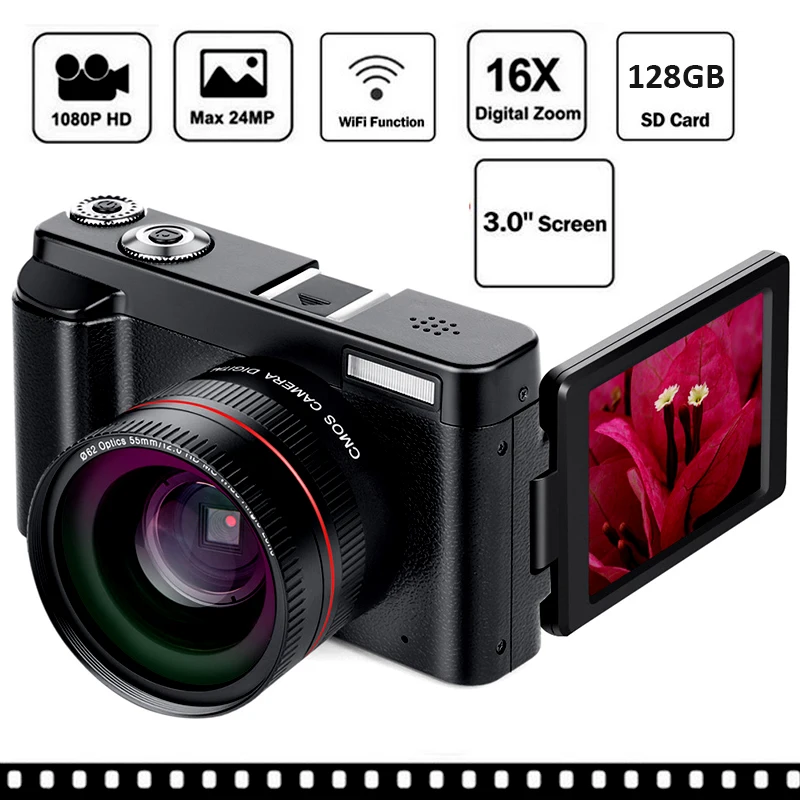 

New Wifi Digital Camera 3 Inch Rotatable LCD Screen 16X Digital Zoom 13MP CMOS Camcorders DSLR Anti-Shaking Camera Set