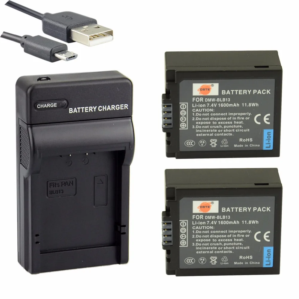 

DSTE 2pcs DMW-BLB13E Li-ion Battery with USB Charger for Panasonic Lumix DMC-G1 G1 SLR Camera