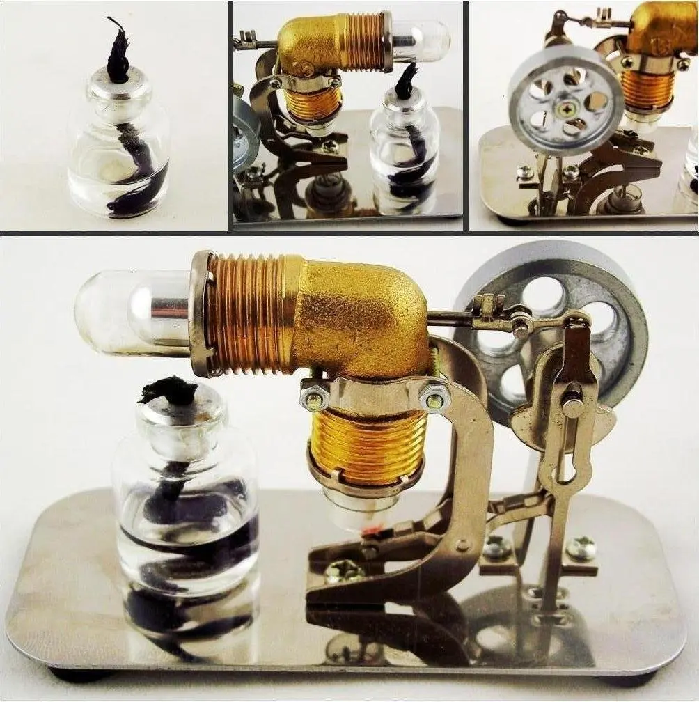 Mini Hot Air Stirling Engine Motor Model Educational Toy Kits Electricity HA001