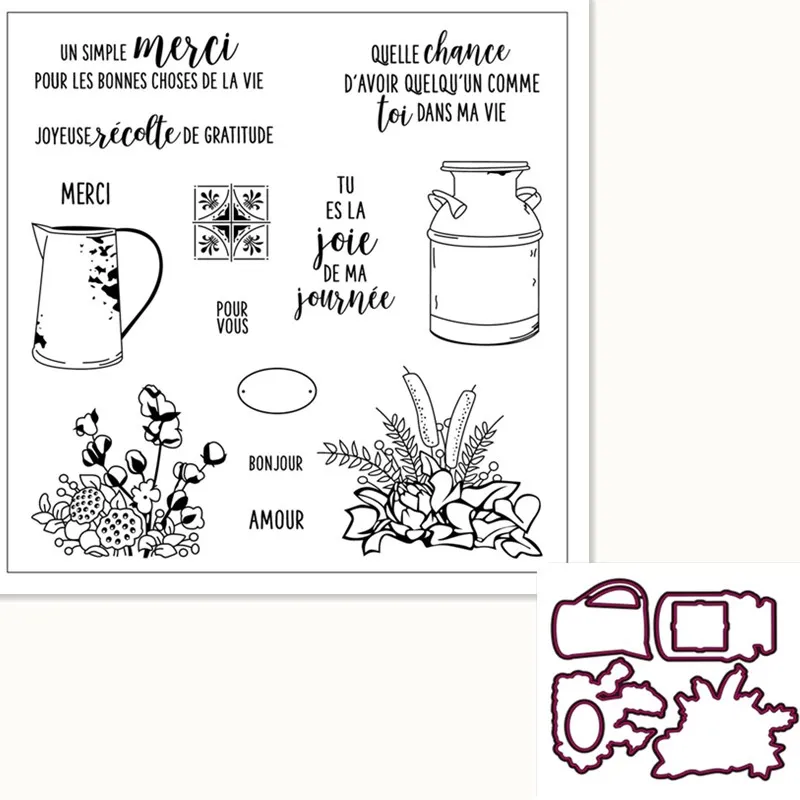 

French Watering pot Exquisite transparent silicone rubber stamps/handmade Christmas album for children decorative production