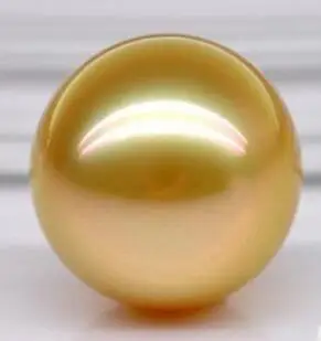 

Free shipping Jew.0037 1pc PERFECT ROUND AAA SOUTH SEA HUGE 15MM GENUINE NATURAL GOLD LOOSE PEARL