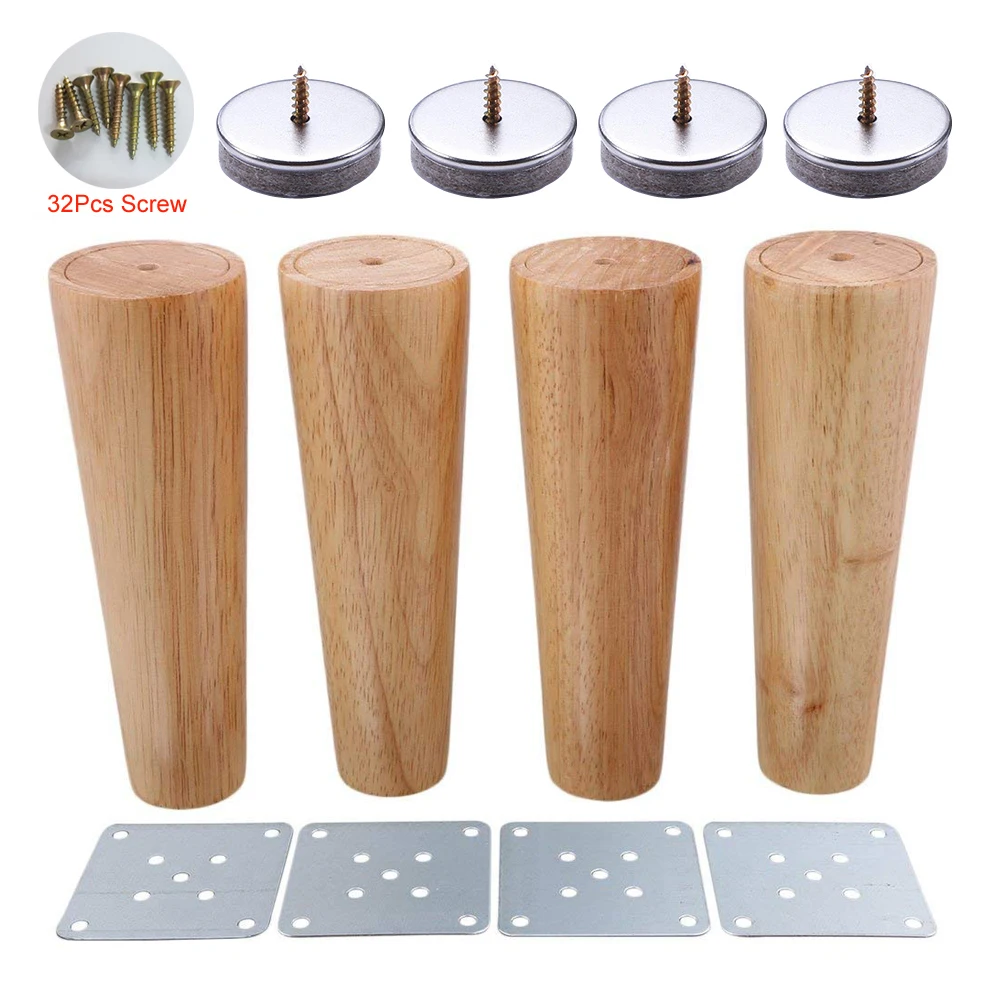 4pcs 18cm Furniture Parts Sofa Legs Solid Wood Tapered Reliable Wood