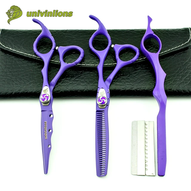 6 Purple Teflon Hair Scissors Barber Shears Razor 6 Purple Teflon Hair Scissors Barber Shears Razor Haircut Professional Hairdressing Hairdresser Supplies